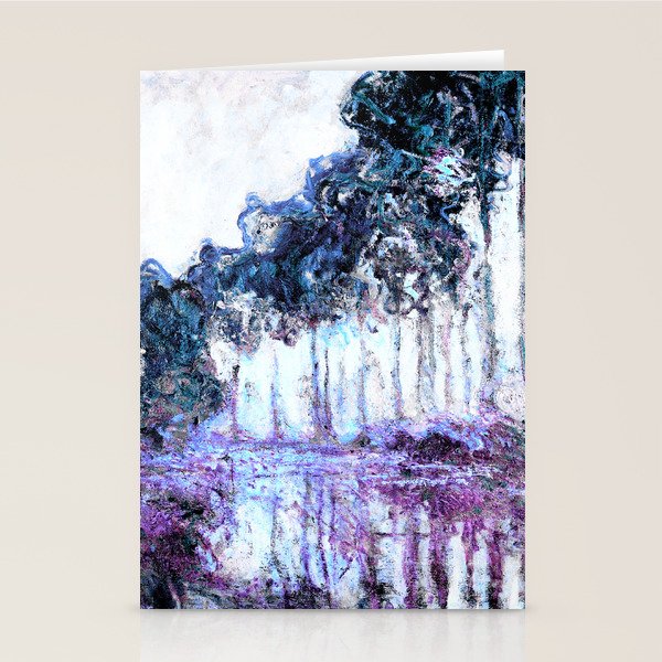 Monet : Poplars Lavender Periwinkle Deep Blue Stationery Card Gallery Image 2