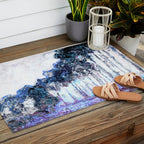 Monet : Poplars Lavender Periwinkle Deep Blue Outdoor Rug Gallery Image 2