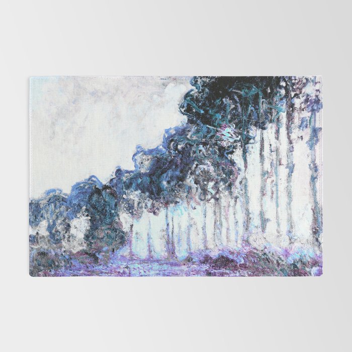 Monet : Poplars Lavender Periwinkle Deep Blue Rug Gallery Image 2