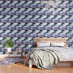 Monet : Poplars Lavender Periwinkle Deep Blue Wallpaper Gallery Image 3