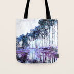 Monet : Poplars Lavender Periwinkle Deep Blue Tote Bag Gallery Image 1