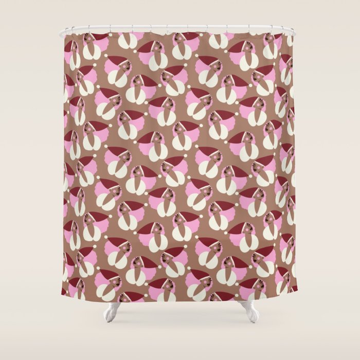 Mocha Elf Pattern Shower Curtain Gallery Image 1
