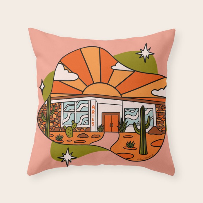 Aries Mid Century House Throw Pillow Gallery Image 1
