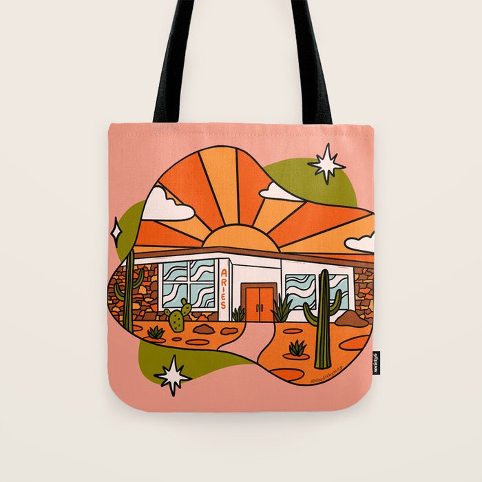 Aries Mid Century House Tote Bag Gallery Image 1
