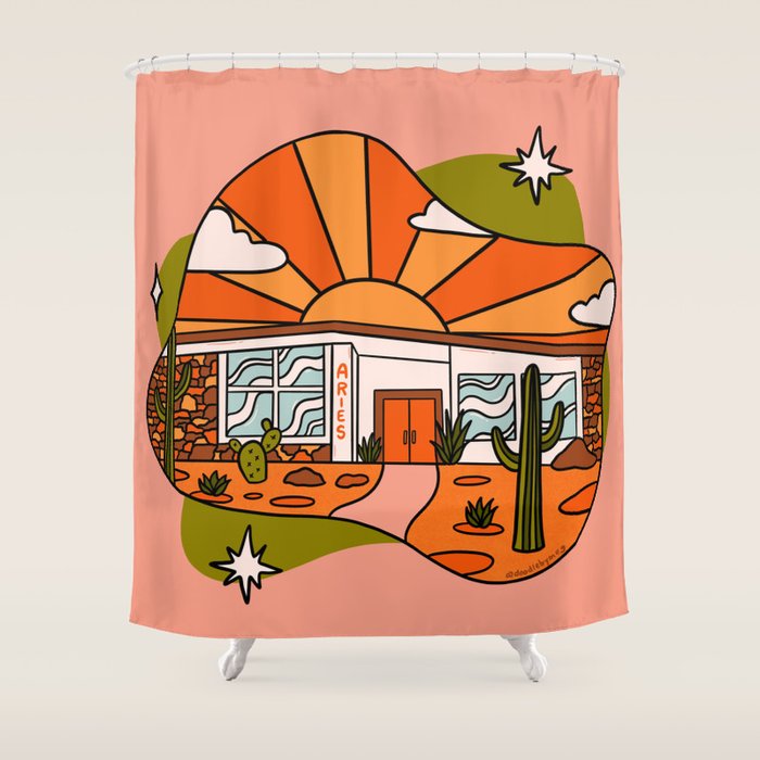 Aries Mid Century House Shower Curtain Gallery Image 1