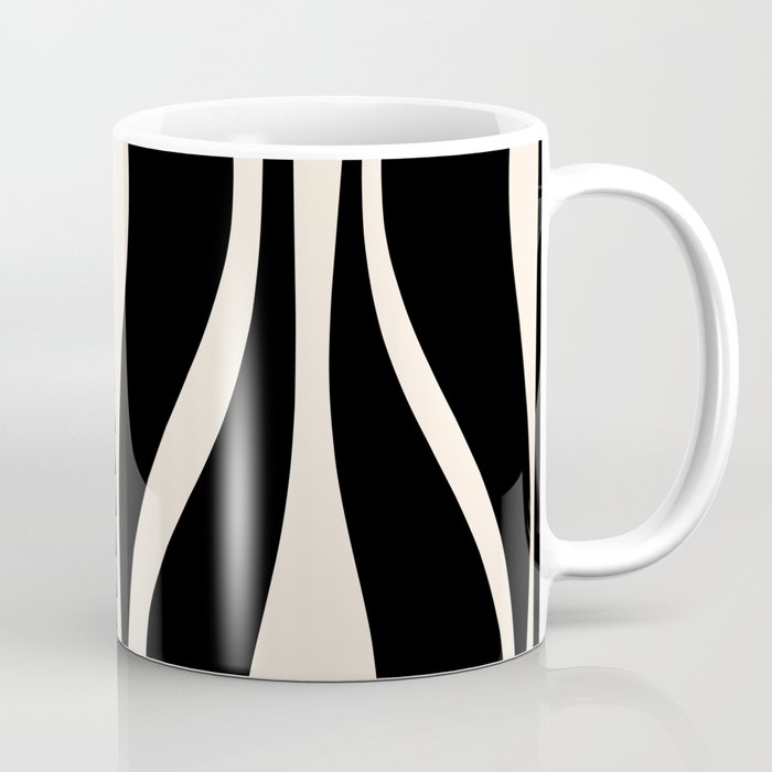 Mid Century Modern Abstract Lounge Pattern in Black and Almond Cream  Coffee Mug Gallery Image 1