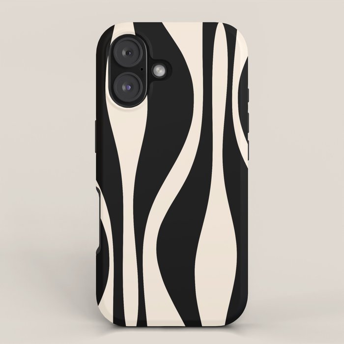 Mid Century Modern Abstract Lounge Pattern in Black and Almond Cream  iPhone Case Gallery Image 1