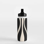 Mid Century Modern Abstract Lounge Pattern in Black and Almond Cream  Water Bottle Gallery Image 2