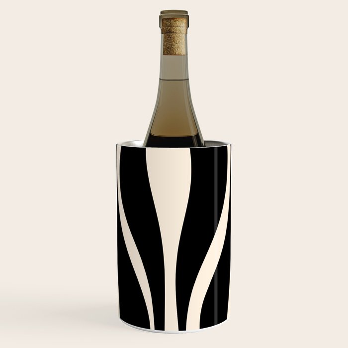 Mid Century Modern Abstract Lounge Pattern in Black and Almond Cream  Wine Chiller Gallery Image 1