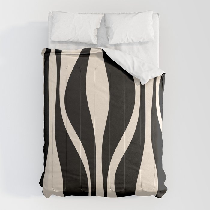 Mid Century Modern Abstract Lounge Pattern in Black and Almond Cream  Comforter Gallery Image 1