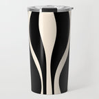 Mid Century Modern Abstract Lounge Pattern in Black and Almond Cream  Travel Mug Gallery Image 1