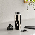 Mid Century Modern Abstract Lounge Pattern in Black and Almond Cream  Water Bottle Gallery Image 4