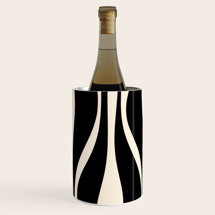 Mid Century Modern Abstract Lounge Pattern in Black and Almond Cream  Wine Chiller Gallery Image 2