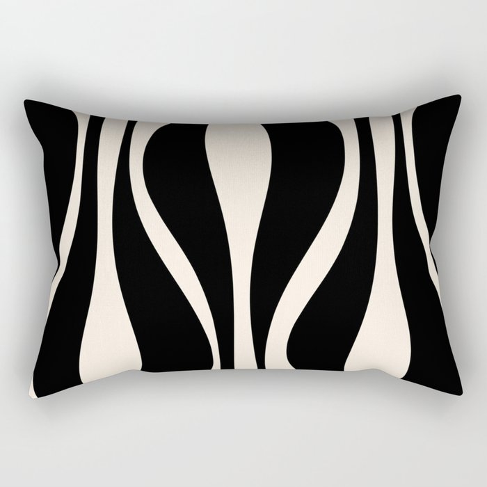 Mid Century Modern Abstract Lounge Pattern in Black and Almond Cream  Rectangular Pillow Gallery Image 2