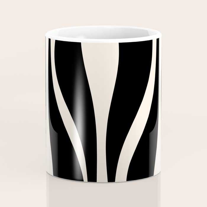 Mid Century Modern Abstract Lounge Pattern in Black and Almond Cream  Coffee Mug Gallery Image 4