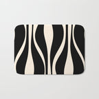 Mid Century Modern Abstract Lounge Pattern in Black and Almond Cream  Bath Mat Gallery Image 1