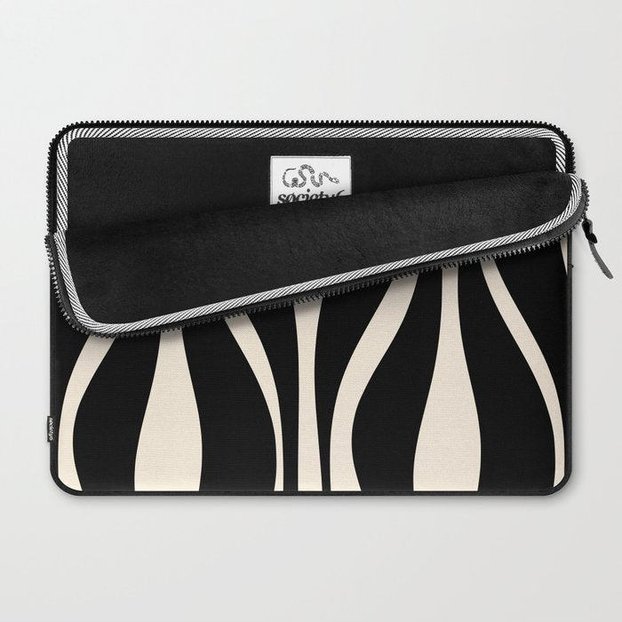 Mid Century Modern Abstract Lounge Pattern in Black and Almond Cream  Laptop Sleeve Gallery Image 2