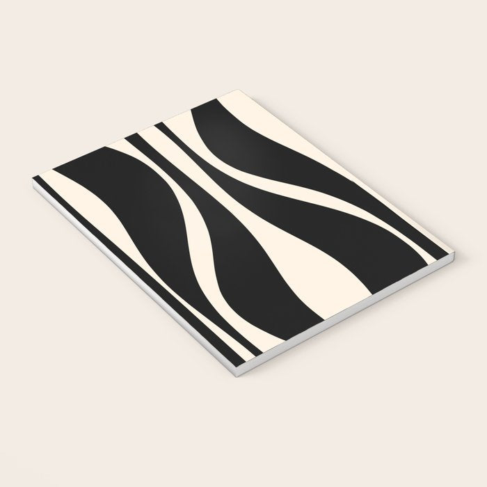 Mid Century Modern Abstract Lounge Pattern in Black and Almond Cream  Notebook Gallery Image 3