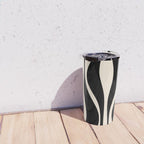 Mid Century Modern Abstract Lounge Pattern in Black and Almond Cream  Travel Mug Gallery Image 4