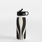 Mid Century Modern Abstract Lounge Pattern in Black and Almond Cream  Water Bottle Gallery Image 1