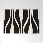 Mid Century Modern Abstract Lounge Pattern in Black and Almond Cream  Welcome Mat Gallery Image 1