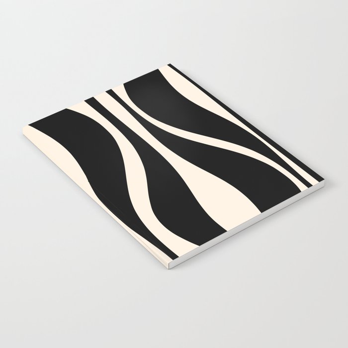 Mid Century Modern Abstract Lounge Pattern in Black and Almond Cream  Notebook Gallery Image 2