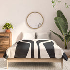 Mid Century Modern Abstract Lounge Pattern in Black and Almond Cream  Comforter Gallery Image 3