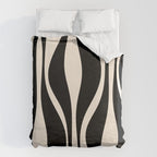 Mid Century Modern Abstract Lounge Pattern in Black and Almond Cream  Duvet Cover Gallery Image 6