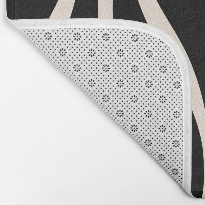 Mid Century Modern Abstract Lounge Pattern in Black and Almond Cream  Bath Mat Gallery Image 2
