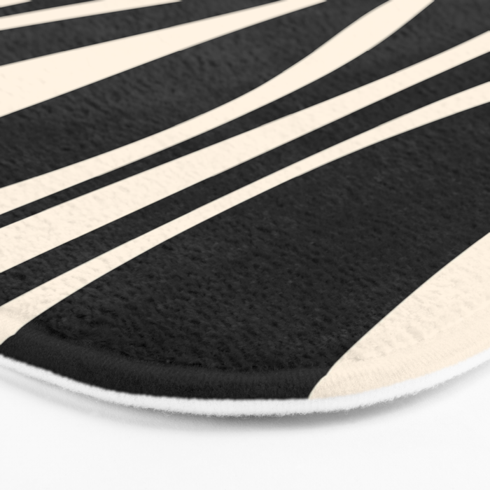 Mid Century Modern Abstract Lounge Pattern in Black and Almond Cream  Bath Mat Gallery Image 3