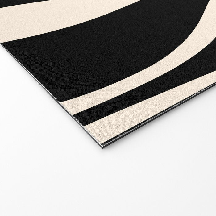 Mid Century Modern Abstract Lounge Pattern in Black and Almond Cream  Welcome Mat Gallery Image 2