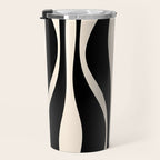 Mid Century Modern Abstract Lounge Pattern in Black and Almond Cream  Travel Mug Gallery Image 3