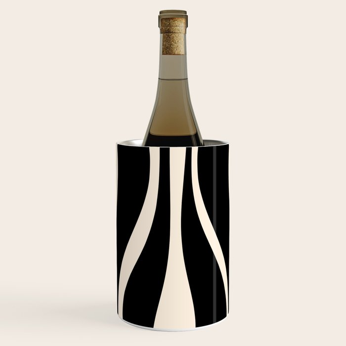Mid Century Modern Abstract Lounge Pattern in Black and Almond Cream  Wine Chiller Gallery Image 3