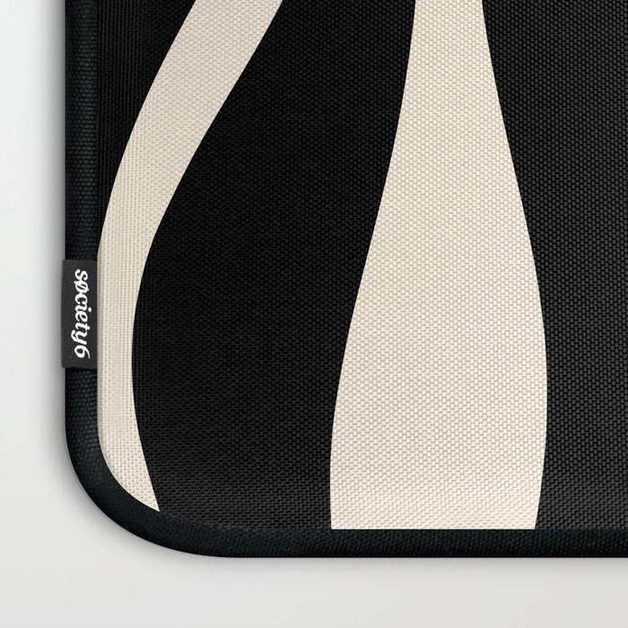 Mid Century Modern Abstract Lounge Pattern in Black and Almond Cream  Laptop Sleeve Gallery Image 3