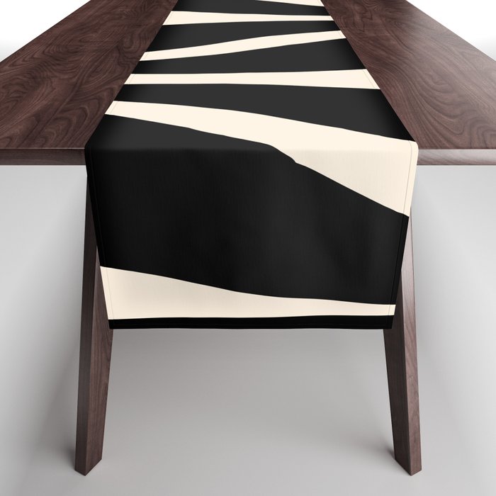 Mid Century Modern Abstract Lounge Pattern in Black and Almond Cream  Table Runner Gallery Image 1