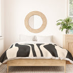 Mid Century Modern Abstract Lounge Pattern in Black and Almond Cream  Duvet Cover Gallery Image 3