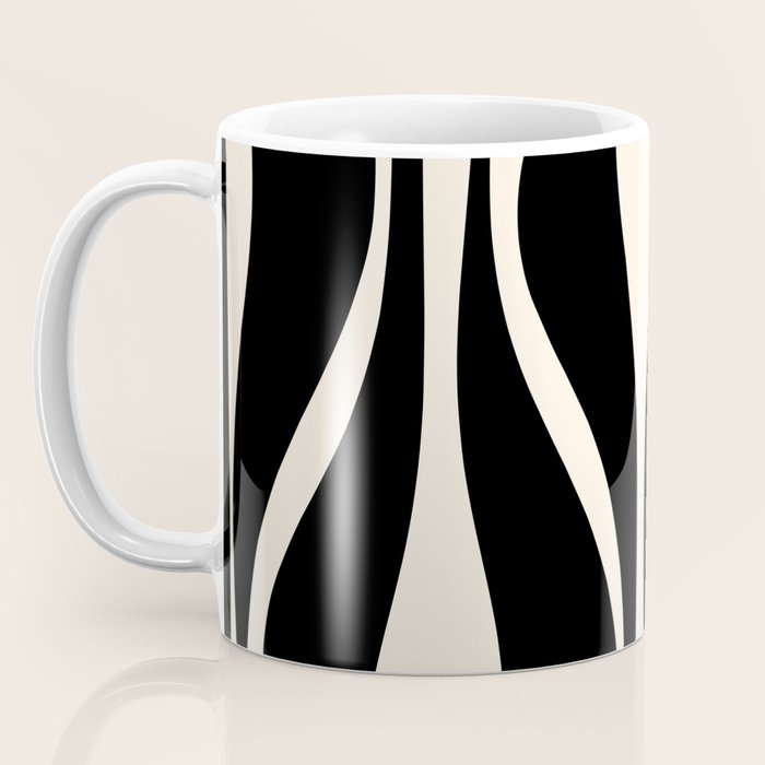 Mid Century Modern Abstract Lounge Pattern in Black and Almond Cream  Coffee Mug Gallery Image 3