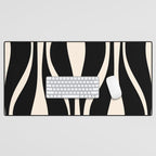 Mid Century Modern Abstract Lounge Pattern in Black and Almond Cream  Desk Mat Gallery Image 1