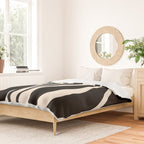 Mid Century Modern Abstract Lounge Pattern in Black and Almond Cream  Duvet Cover Gallery Image 2