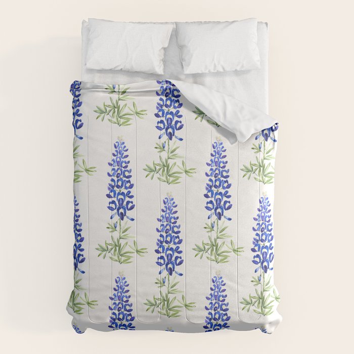 Texas bluebonnet in watercolor Comforter Gallery Image 6
