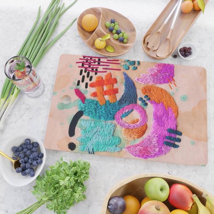 abstract embroidery Cutting Board Gallery Image 2