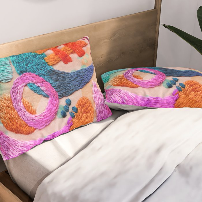 abstract embroidery Pillow Sham Gallery Image 2