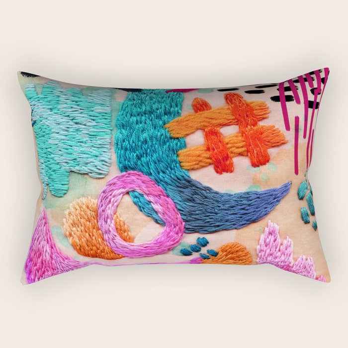 abstract embroidery Rectangular Pillow Gallery Image 2