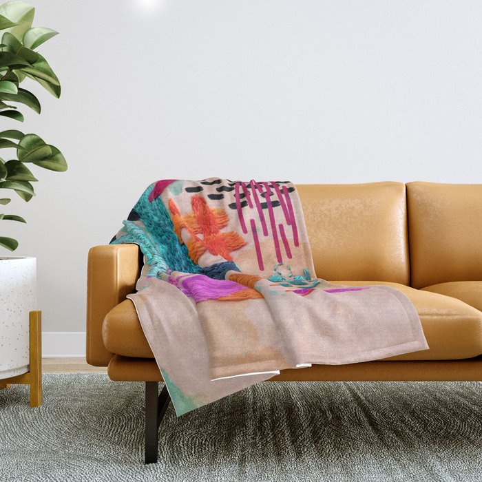 abstract embroidery Throw Blanket Gallery Image 1