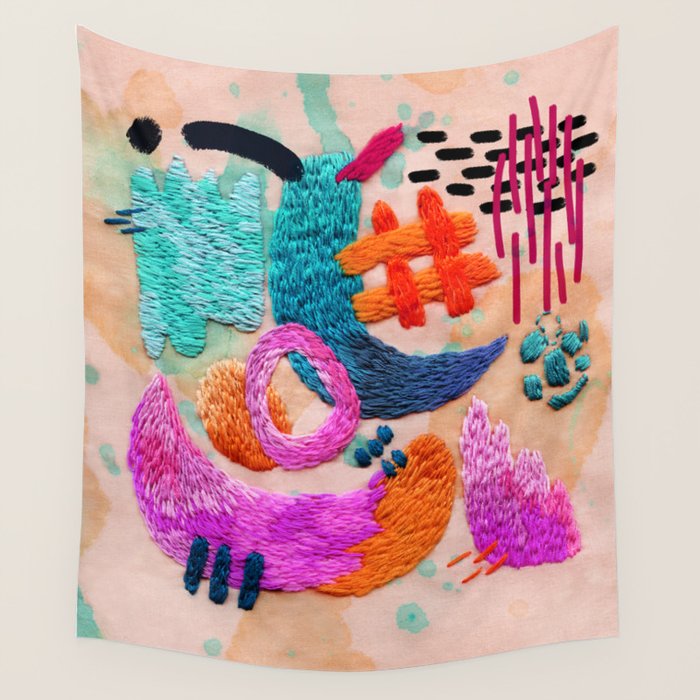 abstract embroidery Wall Tapestry Gallery Image 4