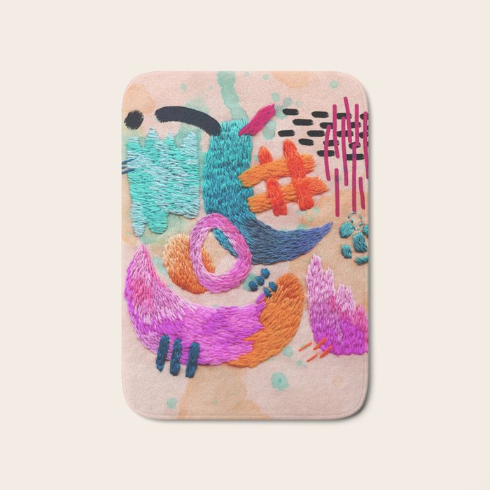 abstract embroidery Bath Mat Gallery Image 1