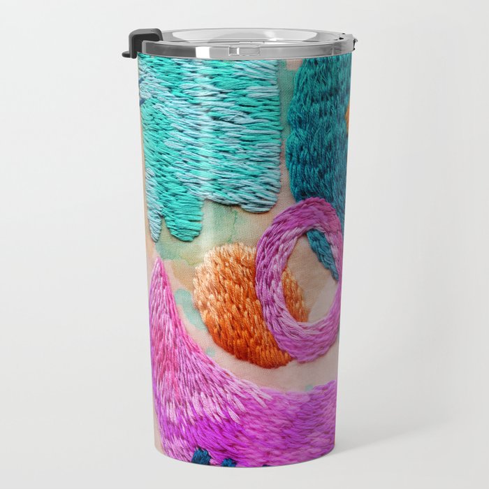 abstract embroidery Travel Mug Gallery Image 3
