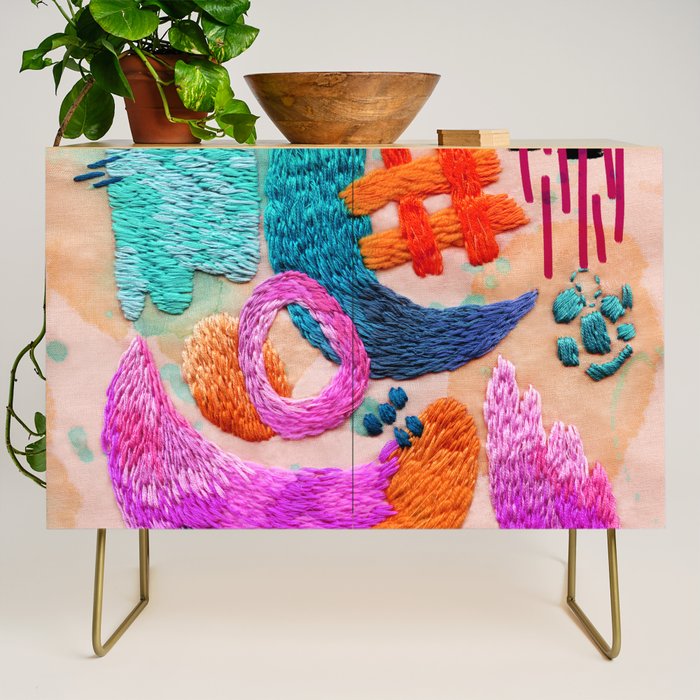 abstract embroidery Credenza Gallery Image 1