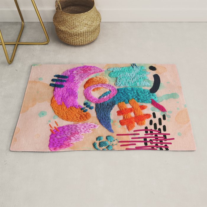 abstract embroidery Rug Gallery Image 1
