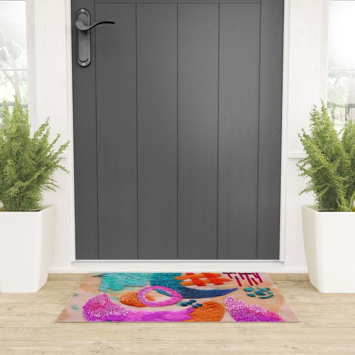 abstract embroidery Welcome Mat Gallery Image 3